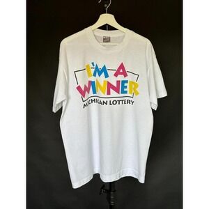 80's‎ Michigan Lottery Vintage Tshirt "I'm a WINNER!" White XL